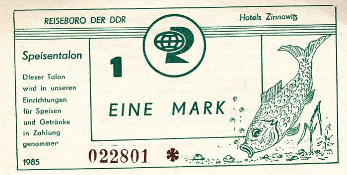 !!! RARR : RDG , STATIUNEA ZINNOWITZ - BON VALORIC 1 MARCA 1985 - UNC