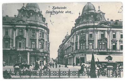 2810 - CLUJ, Market, stores, Romania - old postcard - used - 1917 foto