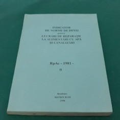 INDICATOR DE NORME DE DEVIZ PENTRU LUCRĂRI DE REPARAȚII LA ALIMENTĂRI CU APĂ *