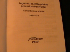 LEGEA NR 85/2006-PRIVIND PROCEDURA INSOLVENTEI-ERD-IIA-STANCIU D. CARPEANU- foto