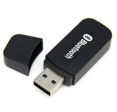 Adaptor audio bluetooth cu jack 3.5 mm si USB, negru foto