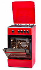 Aragaz LDK 5060 RED FR RMV, 4 arzatoare, capac metalic, siguranta, 50x60 cm, rosu, preinstalare duze NG/LPG foto