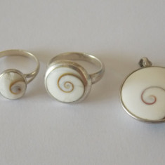Set doua inele si un pandant argint vintage cu ochiul lui Shiva -2412