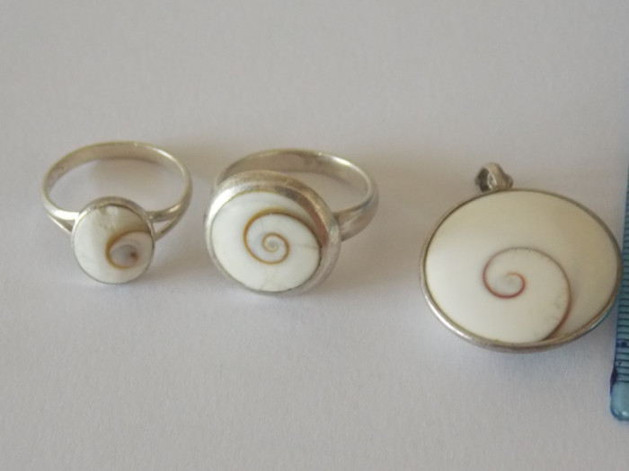 Set doua inele si un pandant argint vintage cu ochiul lui Shiva -2412