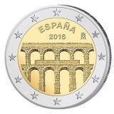Moneda 2 Euro Spania 2016 Aductul Segovia, UNC/AUNC, Capsula, Numismatica