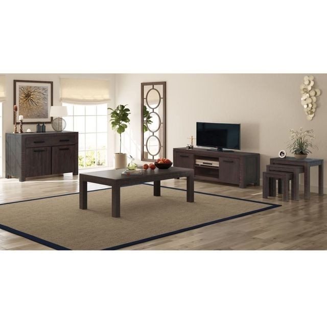 Set Mobilier De Sufragerie 6 Piese Lemn Masiv Acacia Fumuriu