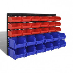 Set organizator plastic garaj, montare perete, 30 buc, albastru-ro?u foto