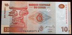 Congo 10 Francs 2003 UNC necirculata ** foto