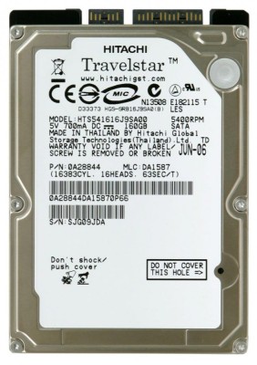 hdd hard disk laptop HGST Travelstar 5K160 HTS541616J9SA00 Hitachi 160 GB sata foto