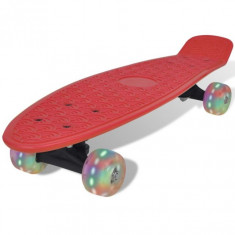 Skateboard retro cu ro?i cu LED-uri Ro?u foto