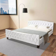 Cadru de pat din piele artificiala, 180 x 200 cm, alb foto