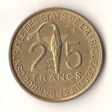 SV * Banca Centrala a Statelor din Africa de Vest 25 FRANCS 1970 AUNC+ foto
