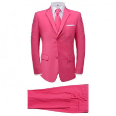 Costum barbatesc cu cravata, marime 48, roz, 2 piese foto