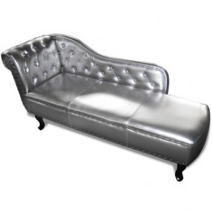 ?ezlong Chesterfield, Argintiu foto