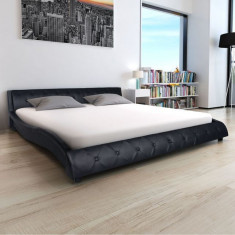Cadru de pat din piele artificiala 140 x 200 cm, negru foto