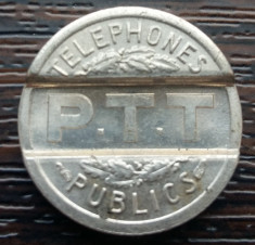 (M1990) JETON TELEFON PUBLIC FRANCEZ - P.T.T - 1937 foto