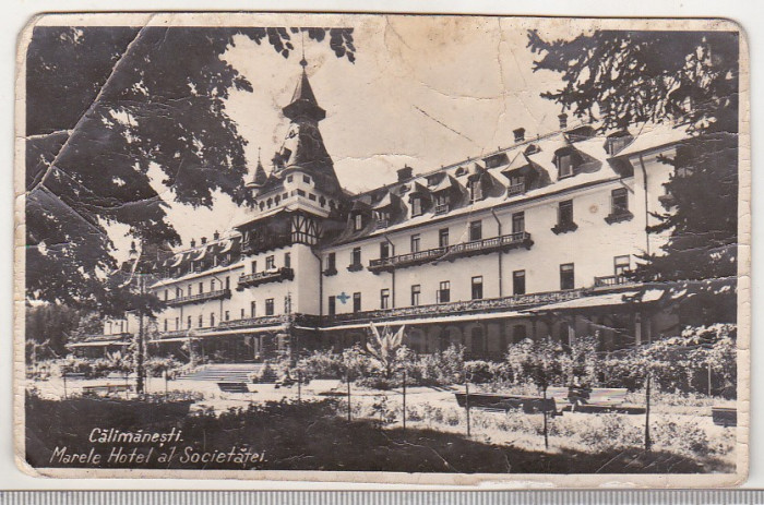 bnk cp Calimanesti - Marele Hotel al Societatii - circulata 1937