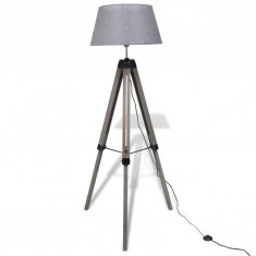 Lampa de podea ajustabila cu tripod ?i abajur din material textil, gri foto