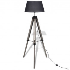 Lampa de podea ajustabila cu tripod, abajur din material textil, negru foto