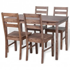 Set mobilier de bucatarie 5 piese, lemn masiv de acacia foto