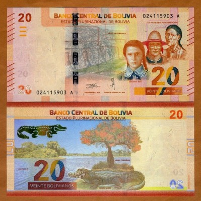 !!! BOLIVIA - 20 BOLIVARES (2018) - P 249 a - UNC / SERIA A foto