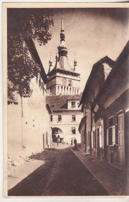 bnk cp Sighisoara - Strada in orasul vechi - uzata foto