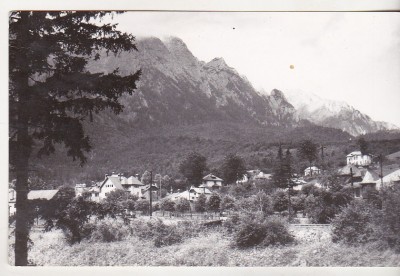 bnk cp Busteni - Vedere spre muntii Bucegi - uzata foto