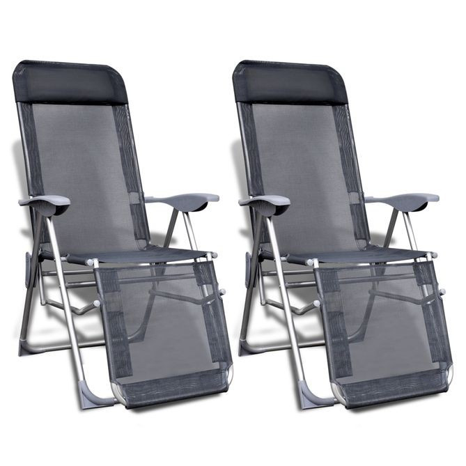 Set 2 scaune camping reglabile cu suport picioare | arhiva Okazii.ro