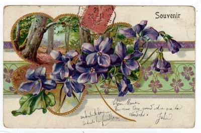FELICITARE FLORI IN RELIEF SOUVENIR TCV 1906 foto
