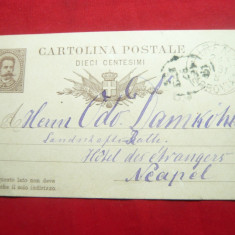 Carte Postala cu 10 C brun circulat 1881 V.Emanuel ,Italia ,stamp.ovala speciala