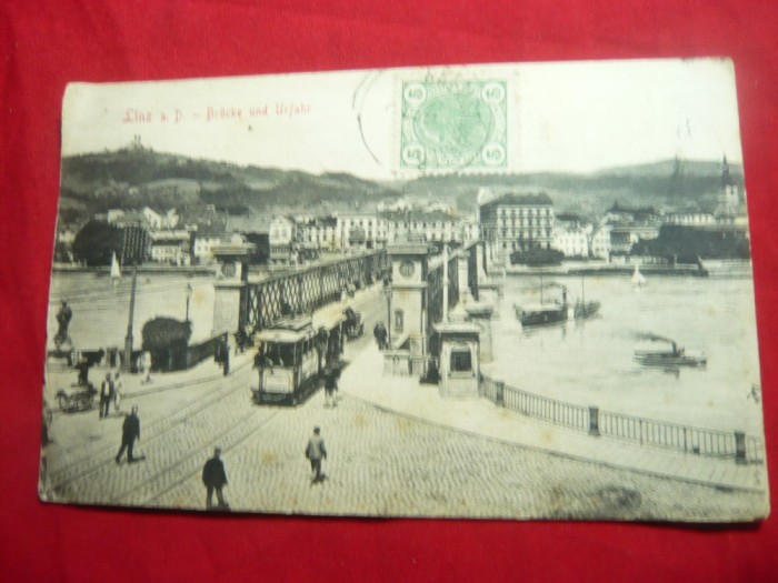 Ilustrata TCV - Podul de la Linz pe Dunare - Austria ,inc.sec.XX