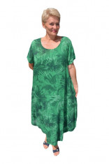 Rochie casual, vaporoasa de vara verde inchis cu imprimeu floral foto