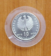 Germania 2010 , moneda 10 euro din argint , 925 ; 18 grame ; diametru : 32,5 mm foto