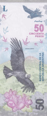 Bancnota Argentina 50 Pesos (2018) - PNew UNC ( DESEN NOU ) foto