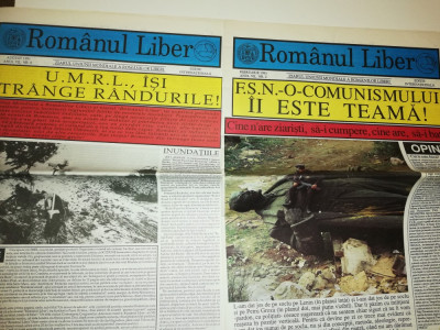 RARE =LOT 2 ZIARE VECHI ROMANUL LIBER -1992 ZIARUL UNIUNII MONDIALE A ROMANILOR foto