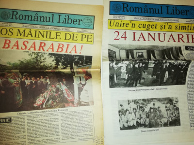 RARE =LOT 2 ZIARE VECHI ROMANUL LIBER -1992 ZIARUL UNIUNII MONDIALE A ROMANILOR foto