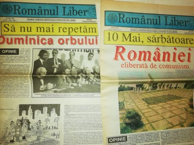 RARE =LOT 2 ZIARE VECHI ROMANUL LIBER -1992 ZIARUL UNIUNII MONDIALE A ROMANILOR foto