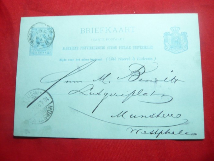Carte Postala Olanda cu 5 centi R.Wilhelmina ,circ. 1898
