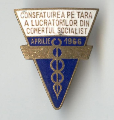 1969 CONSFATUIREA PE TARA A LUCRATORILOR DIN COMERTUL SOCIALIST - Insigna RSR foto