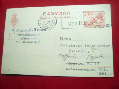 Carte Postala Danemarca 1937 cu Reclama Caile Ferate Daneze foto
