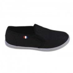 Tenis comod cu aspect clasic, nuanta neagra, din material de blug foto