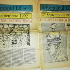 RARE =LOT 2 ZIARE VECHI ROMANUL LIBER -1992 ZIARUL UNIUNII MONDIALE A ROMANILOR