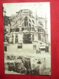 Ilustrata Reims - Catedrala dupa bombardamentul german, 1924stamp. reclama Tir