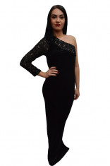 Rochie feminina de ocazie, culoare neagra, model one-shoulder foto