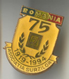 1919 -1994 Aniversare a 75 de ani ASOCIATIA SURZILOR DIN ROMANIA - Insigna