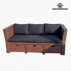 Sofa and Pouf Set (4 pcs) Ratan Maro Negru by Craftenwood foto