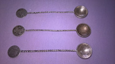 Trei lingurite argint din monezi Maroc foto