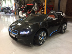Masinuta electrica Copii BMW i8 2x 35W 12V , scaun din piele, Telecomanda #NEGRU foto