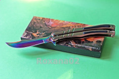 Cutit Briceag Balisong Butterfly Fluture. Rainbow Fade + Husa foto