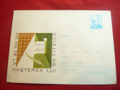 Plic ilustrat 100 Ani de la Nasterea matematicianului Gh. Titeica cod 1159/73 foto